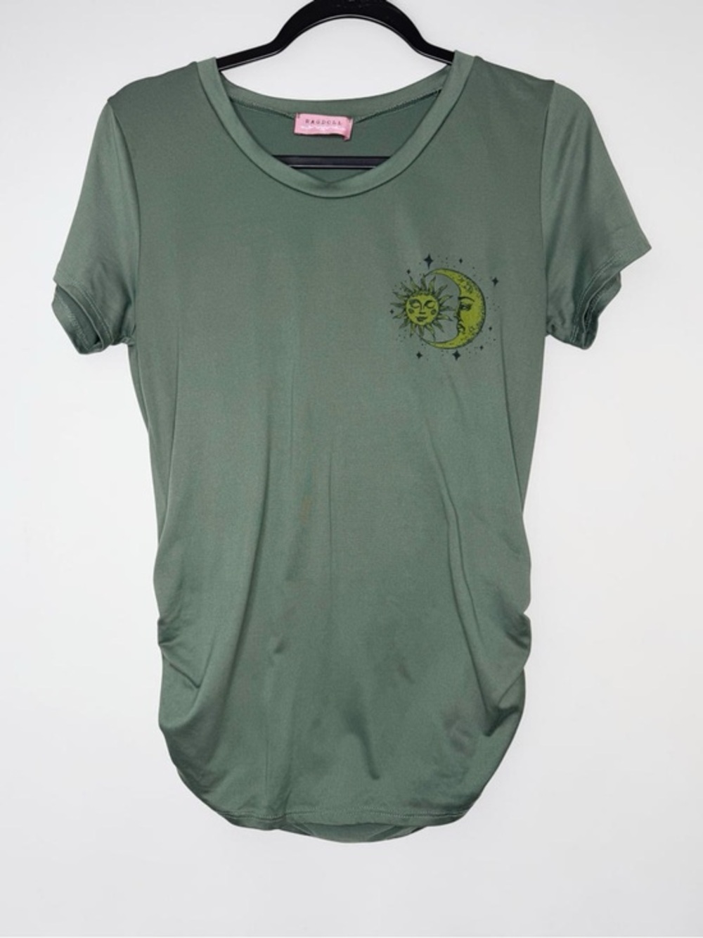 Marshalls Ragdoll Olive Green Sun & Moon Short Sleeve Boho Maternity Tee SMALL